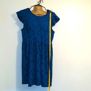Dark Turquoise/Blue Damask Print Dress
